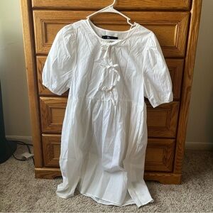 Chetta B Crisp White Mini Dress with Bow Details